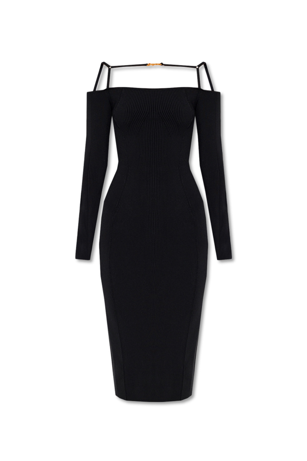 ワンピース Jacquesmus  Jacquemus ribbed v-neck dress SchaferandweinerShops TW - Black Ribbed dress Jacquemus - v